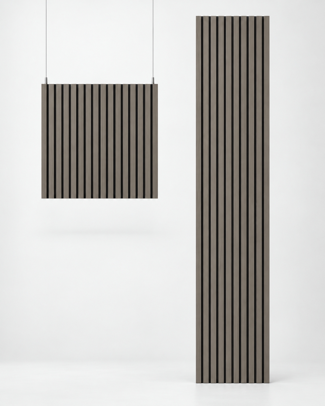 Silhouette / Coloured slat panels · Full-height and square